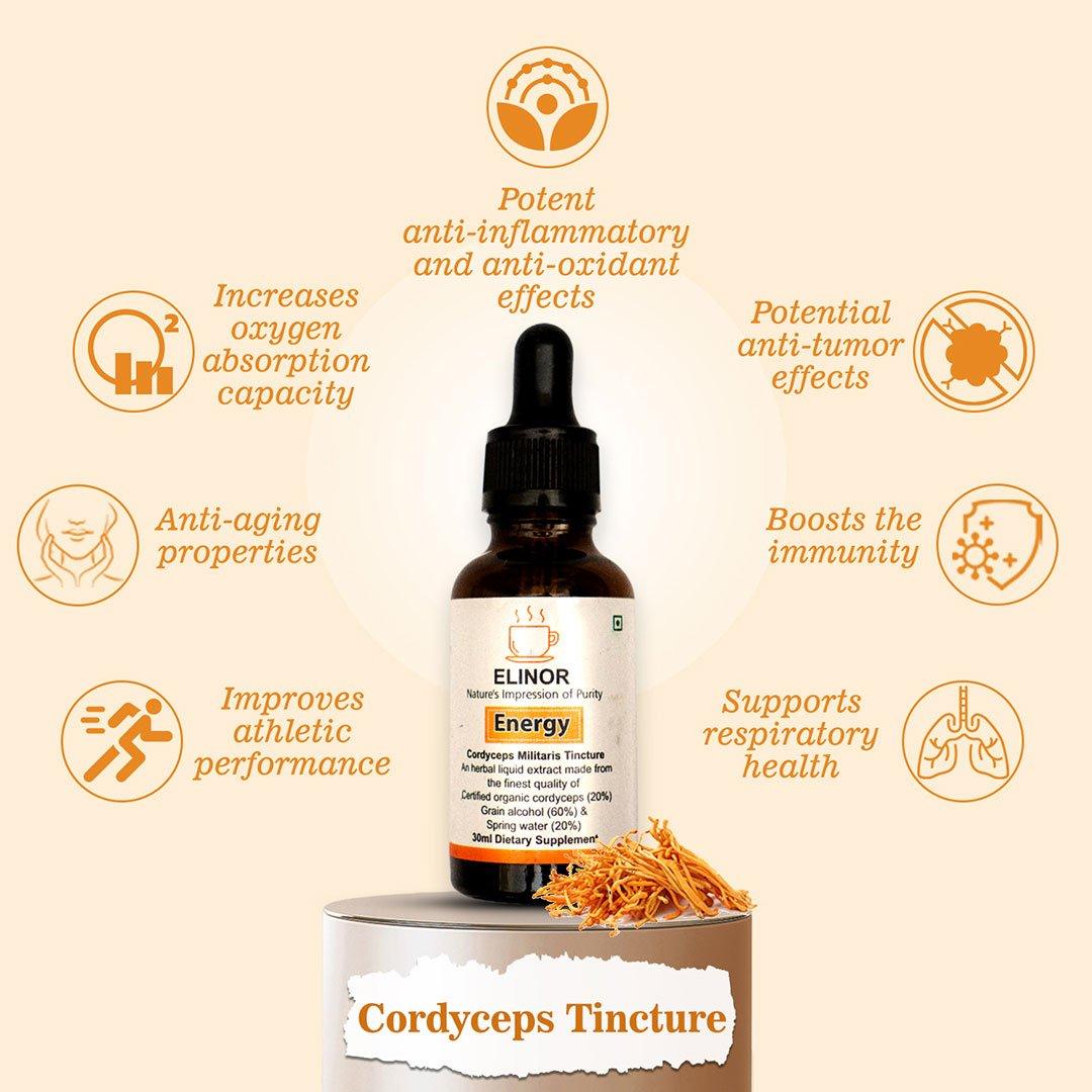 Elinor Organics | Cordyceps Militaris TinctureCordyceps Militaris TinctureCordyceps Militaris Tincture | Enhance Energy & Stamina