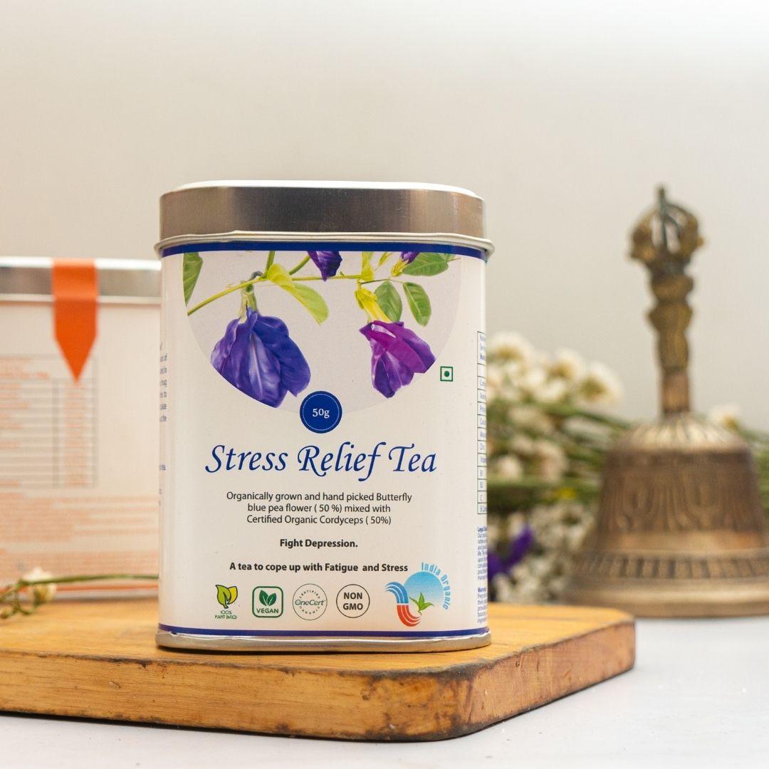 Elinor Organics | Stress Relief Tea (Cordyceps Blue Tea)Herbal TeaElinor Organics Stress Relief Tea - Cordyceps Blue Tea | Boost Mood, Fight Fatigue