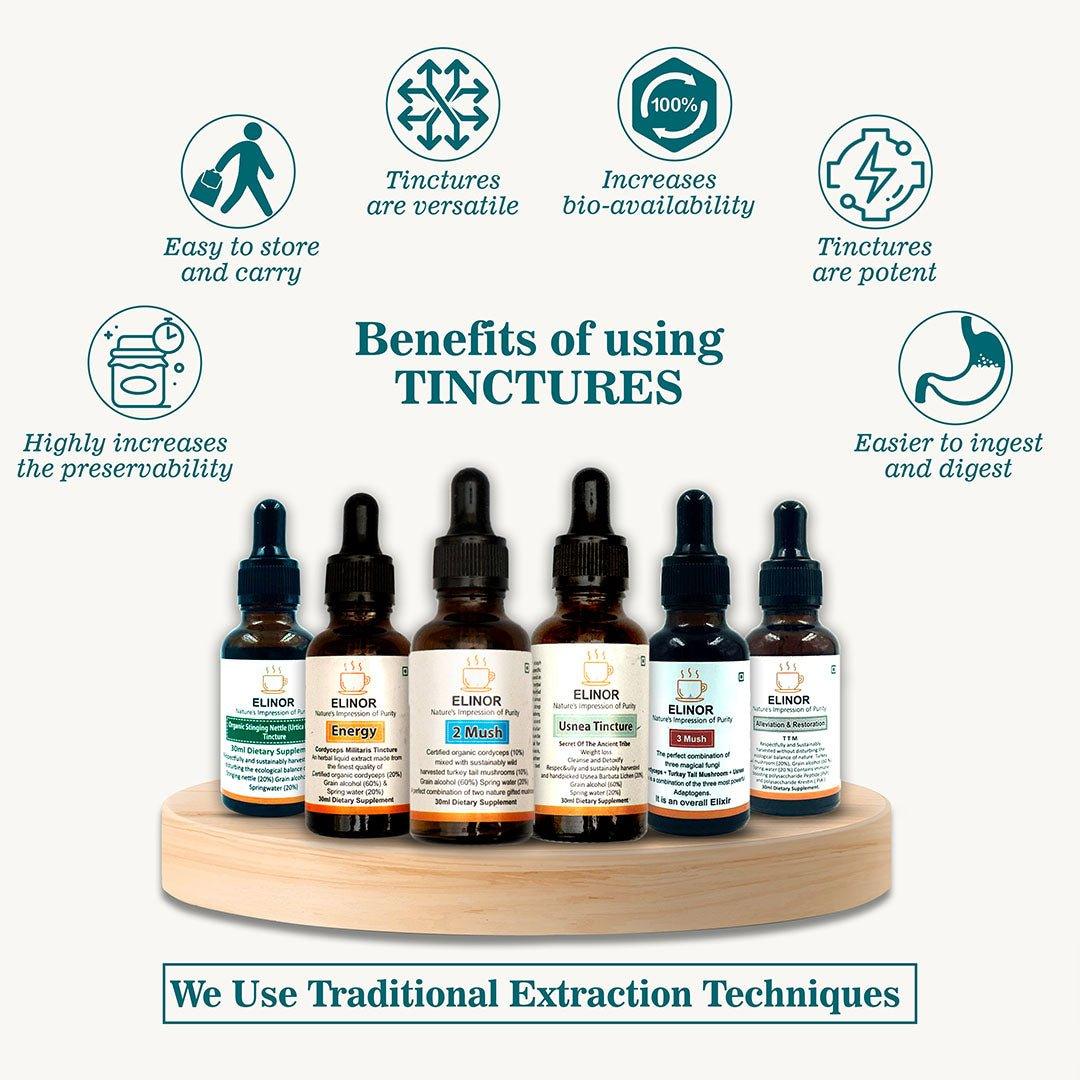 Elinor Organics | Two Mush Tincture( Cordyceps & Turkey Tail Tincture)Mushroom TinctureElinor Organics Two Mush Tincture - Cordyceps & Turkey Tail