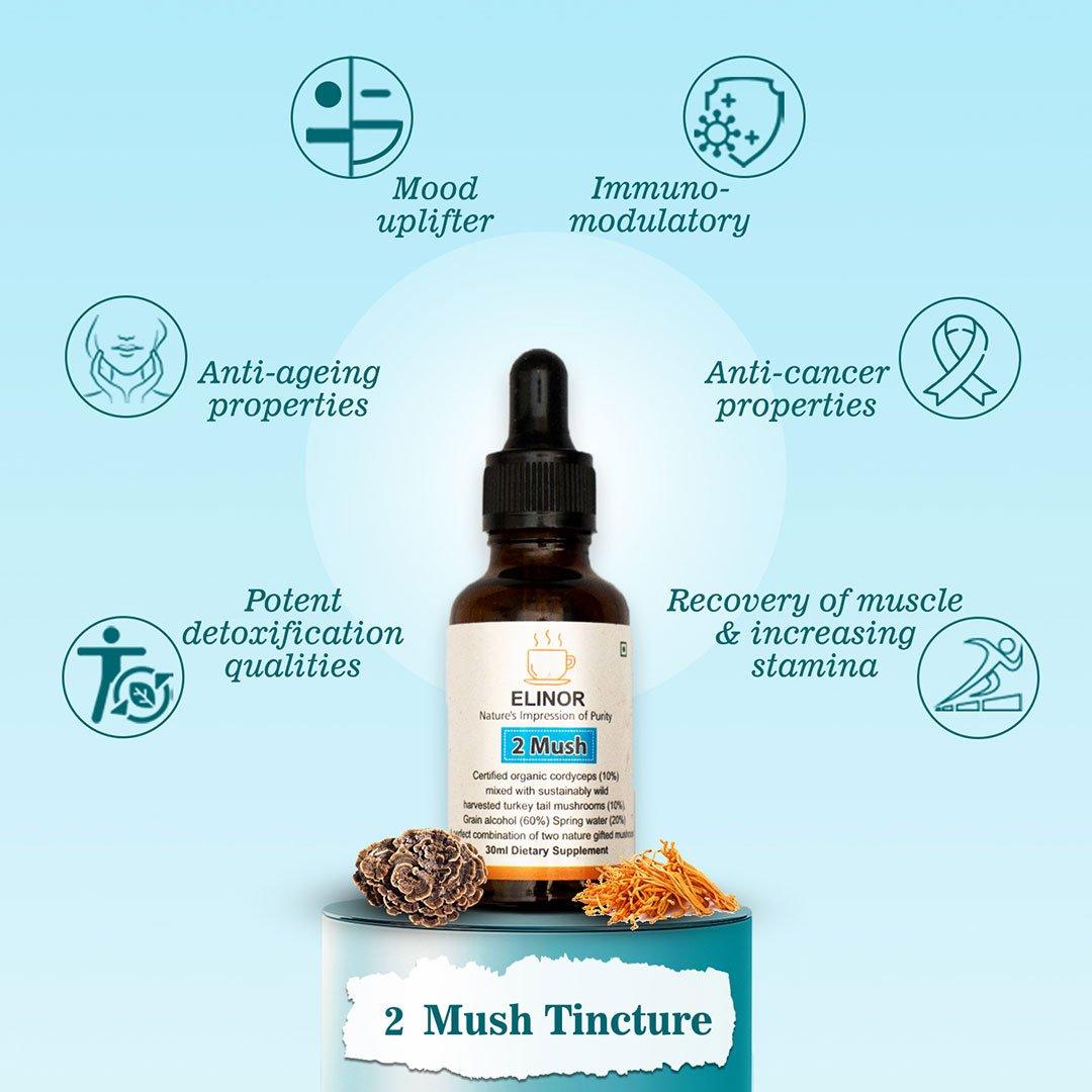 Elinor Organics | Two Mush Tincture( Cordyceps & Turkey Tail Tincture)Mushroom TinctureElinor Organics Two Mush Tincture - Cordyceps & Turkey Tail