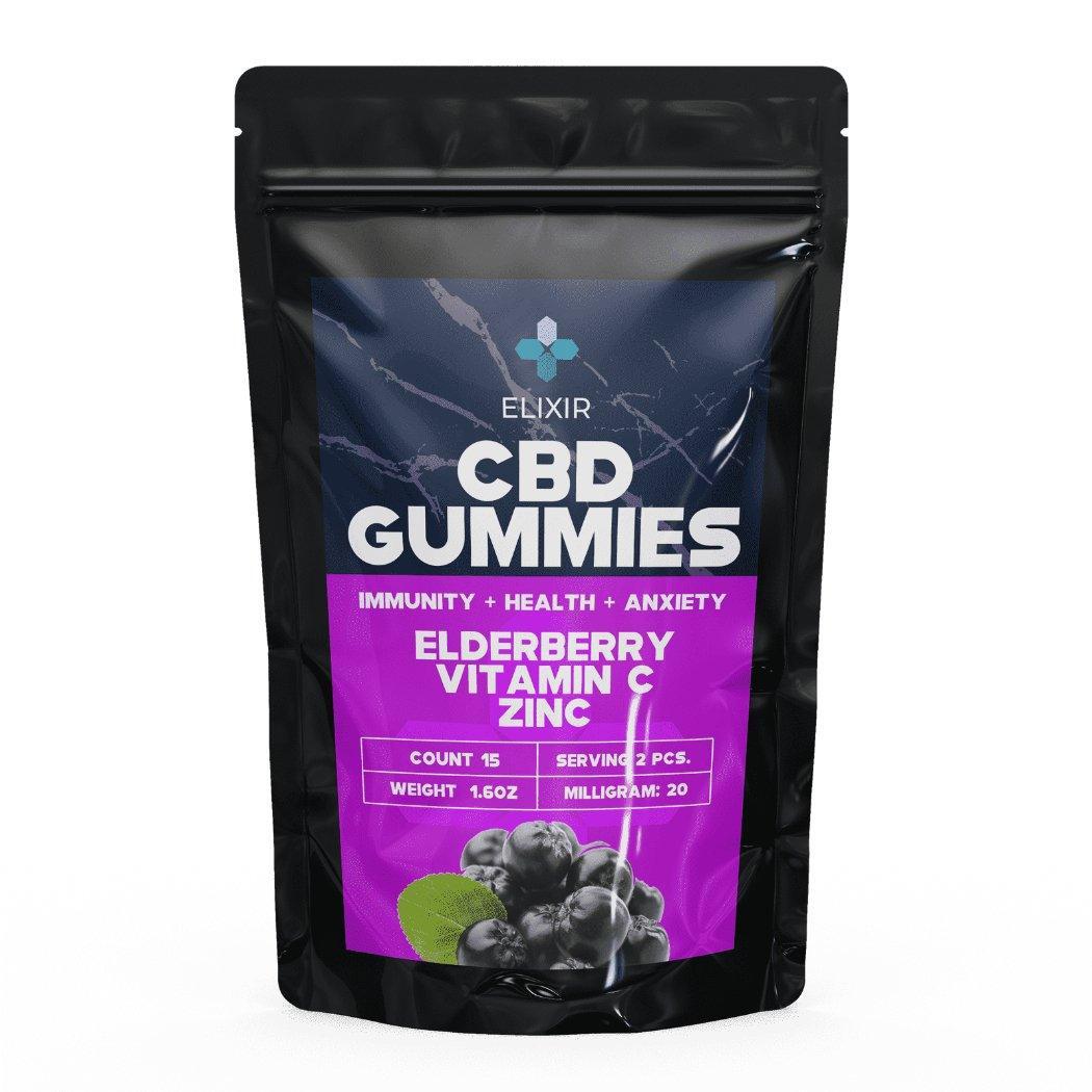 Elixir Nano CBD Elderberry Vitamin C + Zinc Gummies 300 MG.