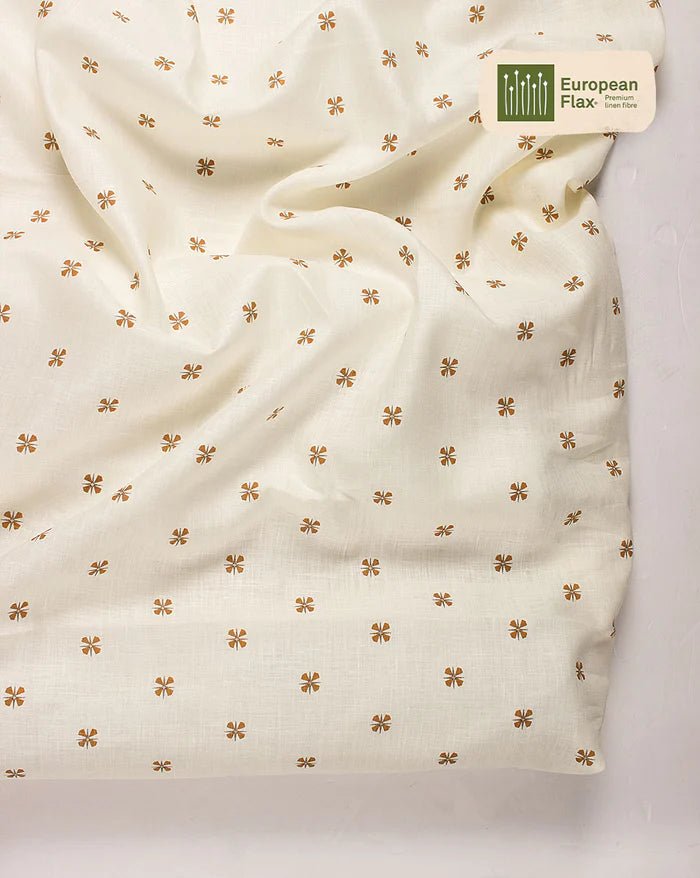 Fabriclore - Printed Linen European Flax Certified Fabric (Light Yellow) - CBD Store India