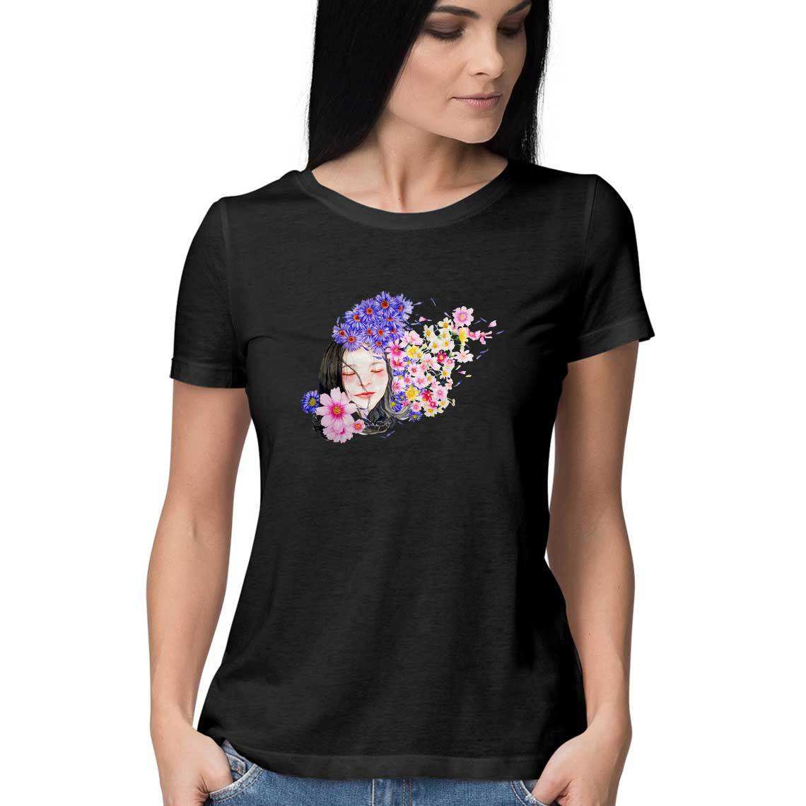 Flowery Visions Women's Graphic T-Shirt - CBD Store India