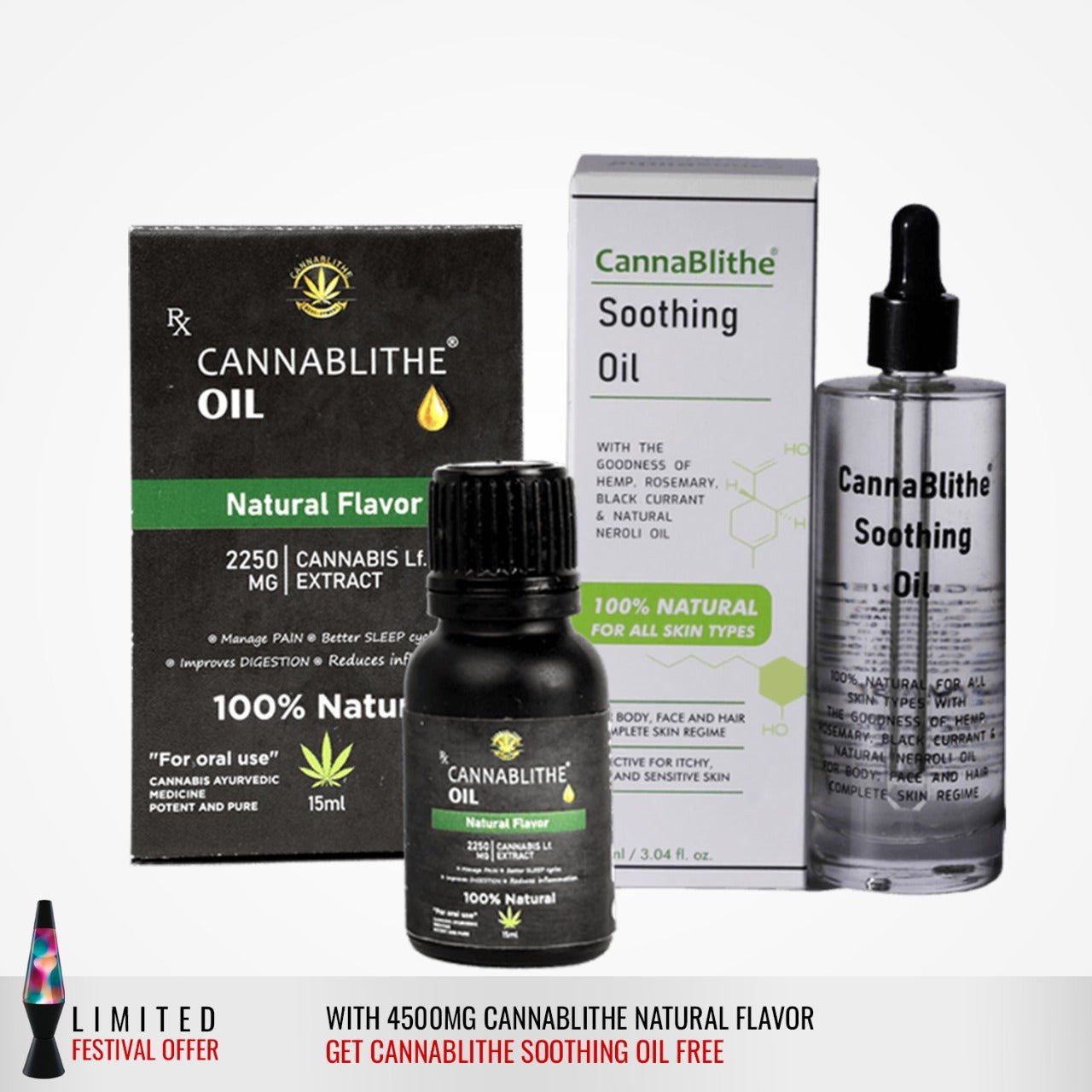 Free CannaBlithe Smoothing Oil with 2500mg CannaBlite Natural Flavour Cannabis Oil - CBD Store India