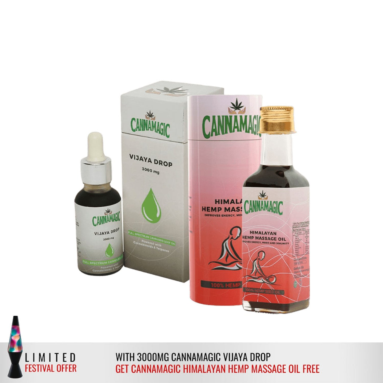 Free Cannamagic Himalayan Hemp massage oil With 3000mg Cannamagic Vijaya Drop - CBD Store India