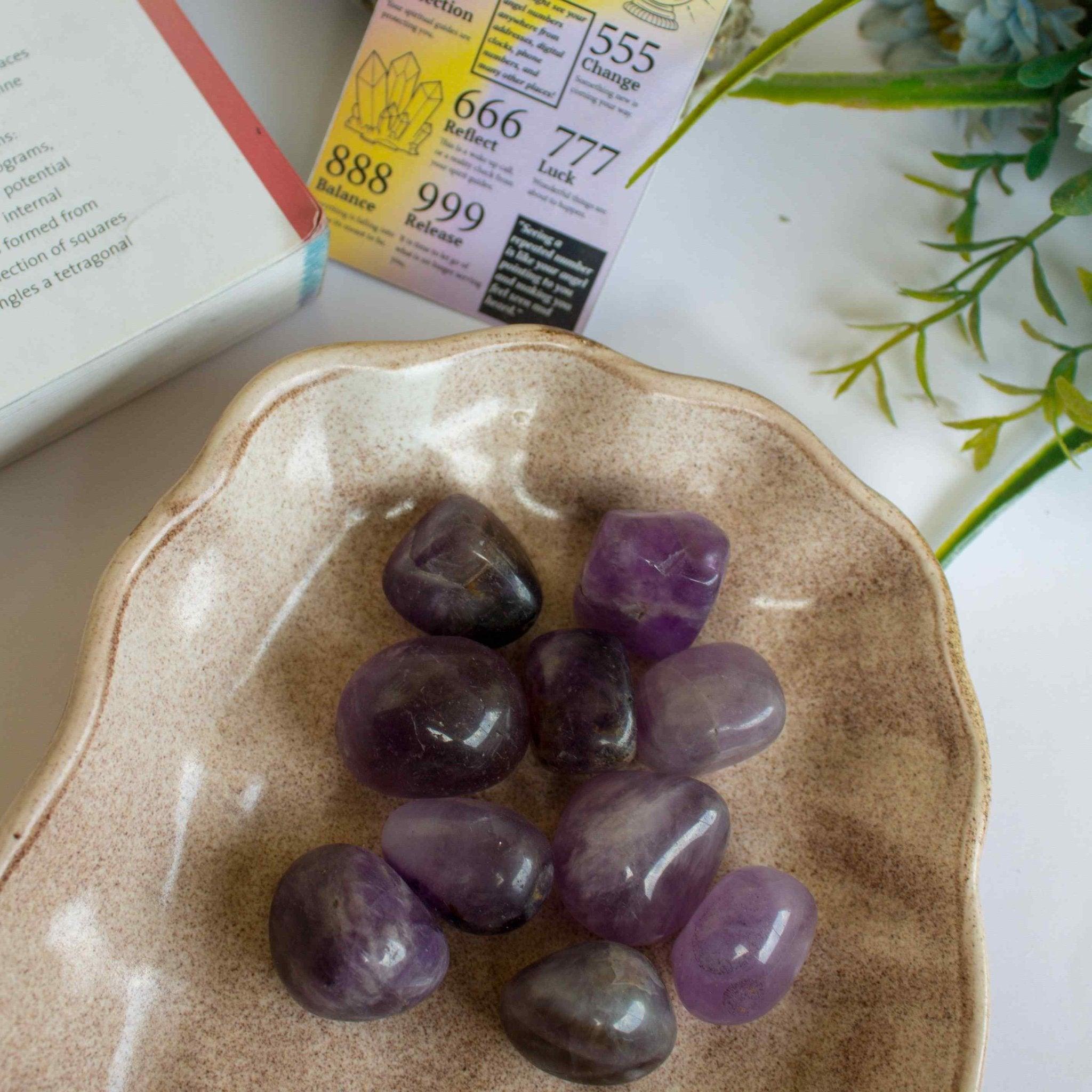 Gaea Crystal - Amethyst Tumbles Crystal Healing Stone - CBD Store India