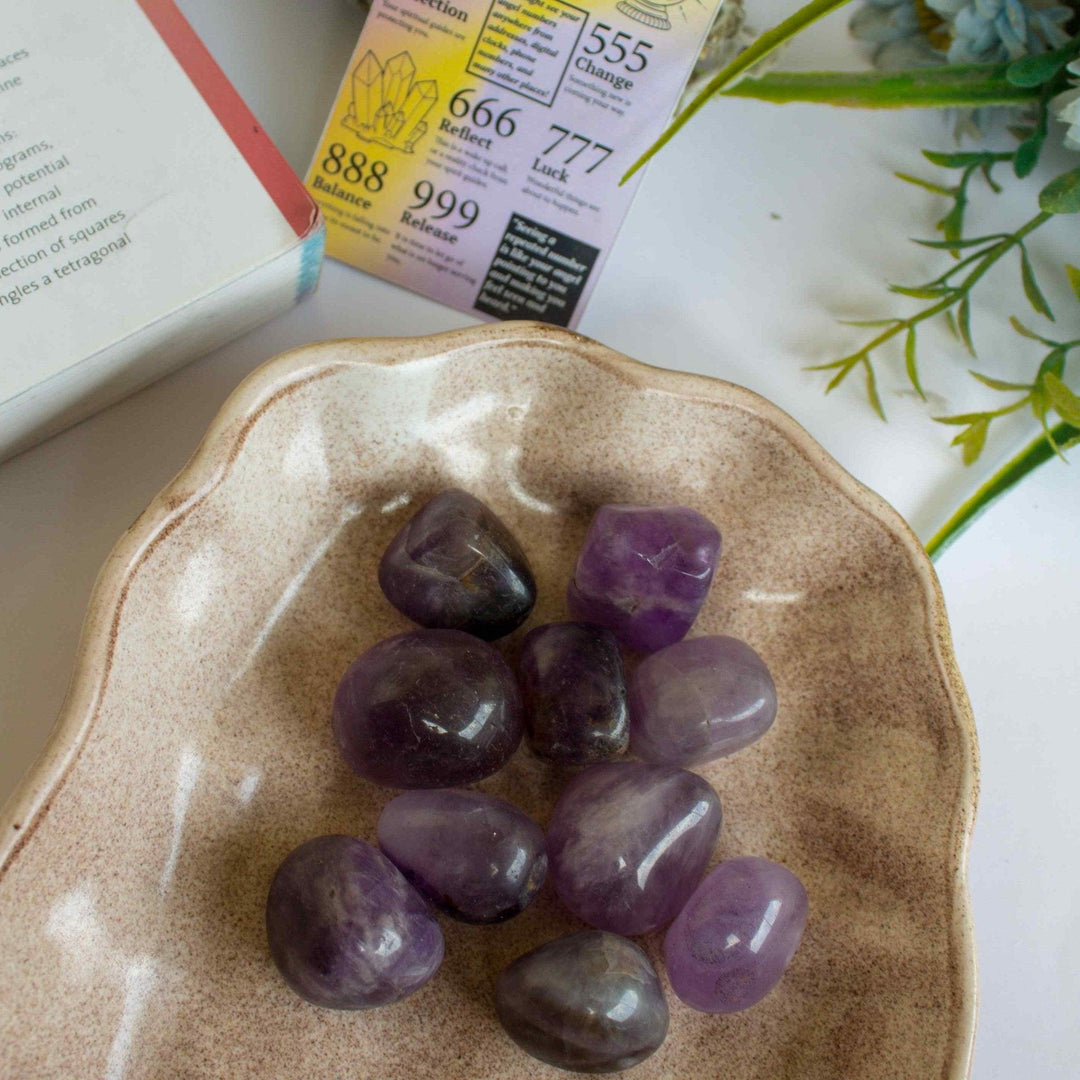 Gaea Crystal - Amethyst Tumbles Crystal Healing StoneGemstones and Crystal JewelryGaea Crystal - Amethyst | Healing Gemstone | CBD Store India