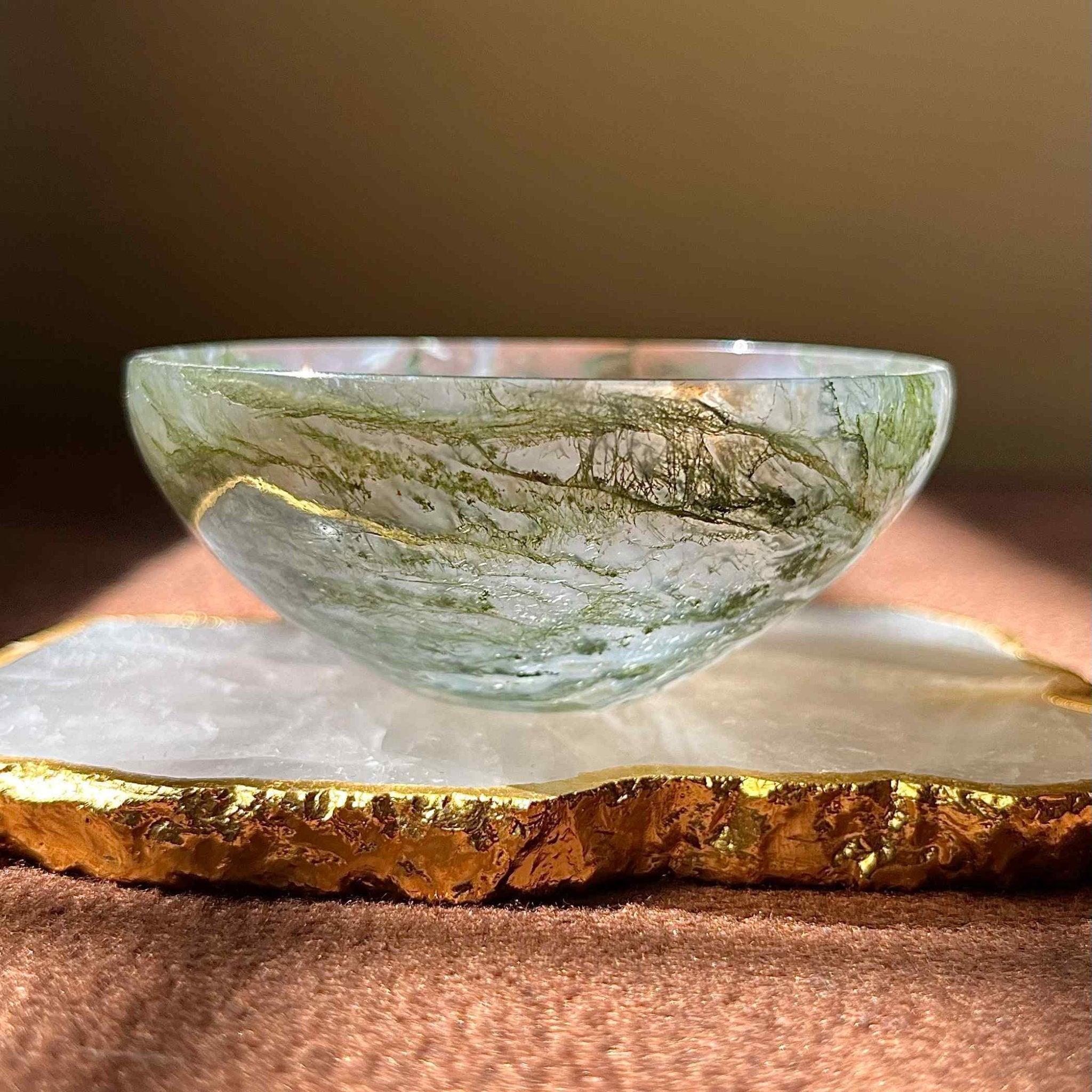 Gaea Crystal - Moss Agate Bowl.