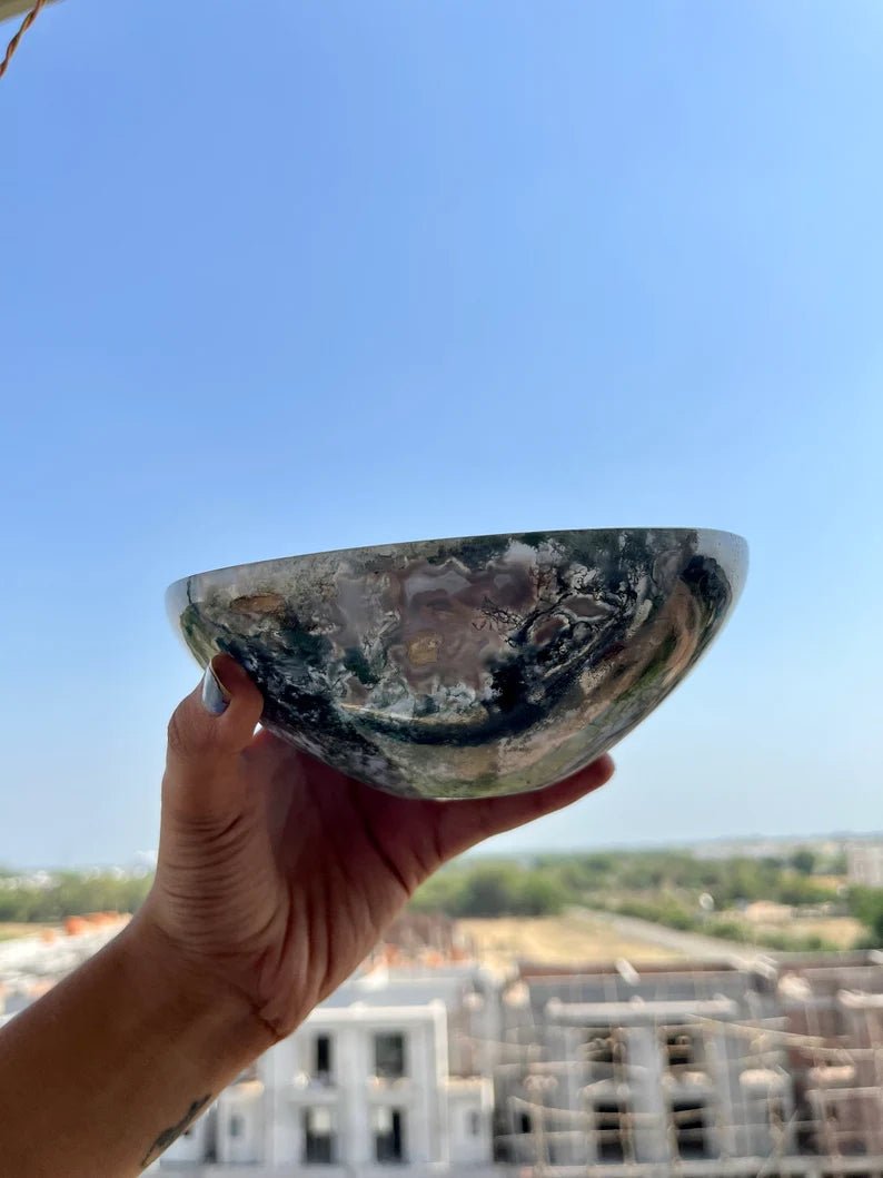 Gaea Crystal - Moss Agate Bowl - CBD Store India