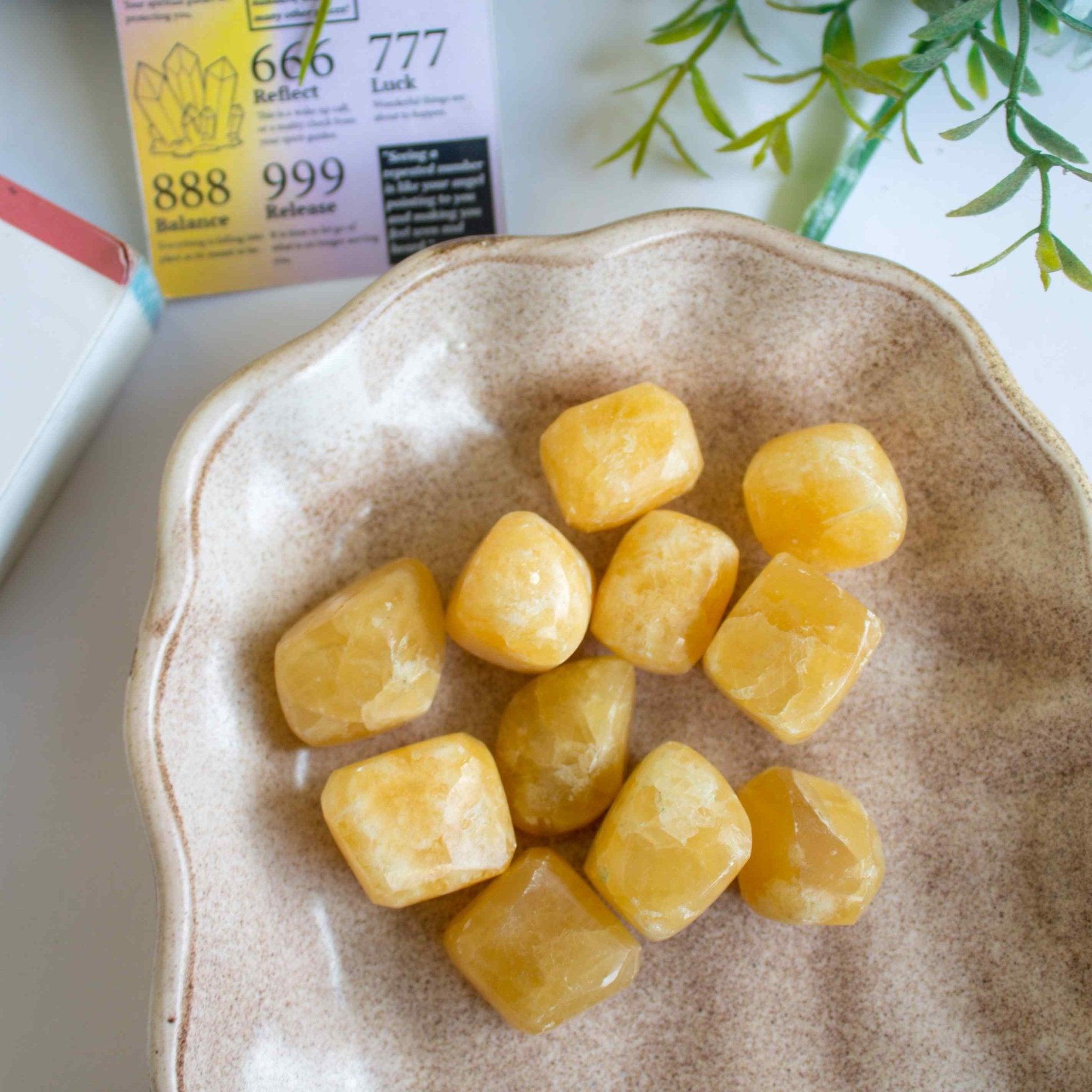 Gaea Crystal - Yellow Calcite Tumbles Crystal Healing Stone.