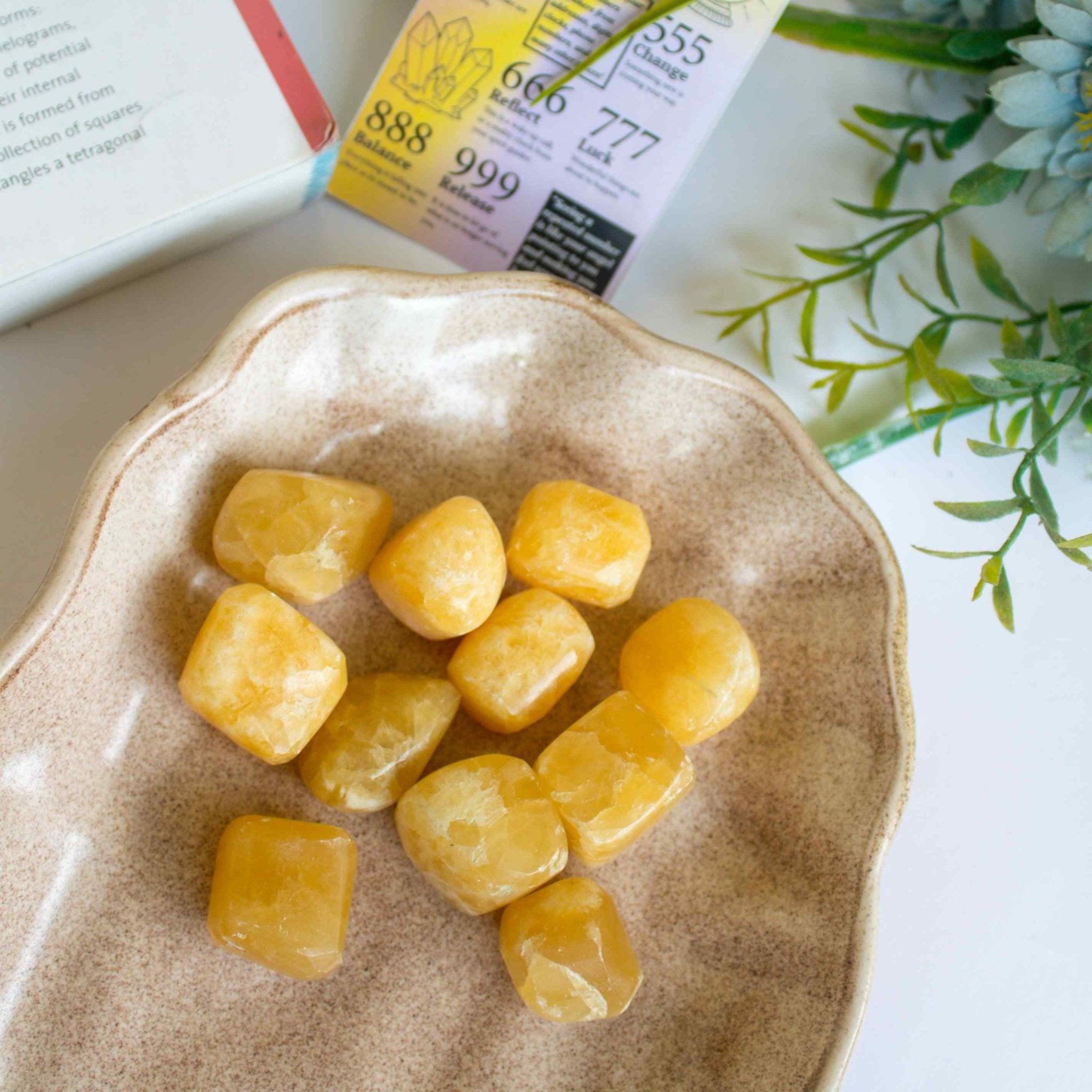 Gaea Crystal - Yellow Calcite Tumbles Crystal Healing Stone.