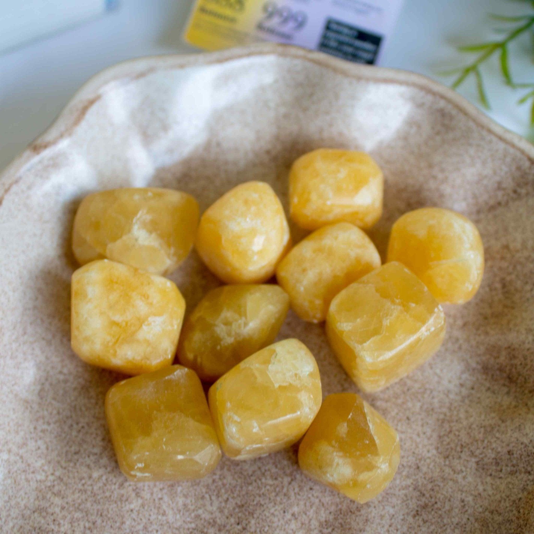 Gaea Crystal - Yellow Calcite Tumbles Crystal Healing Stone.