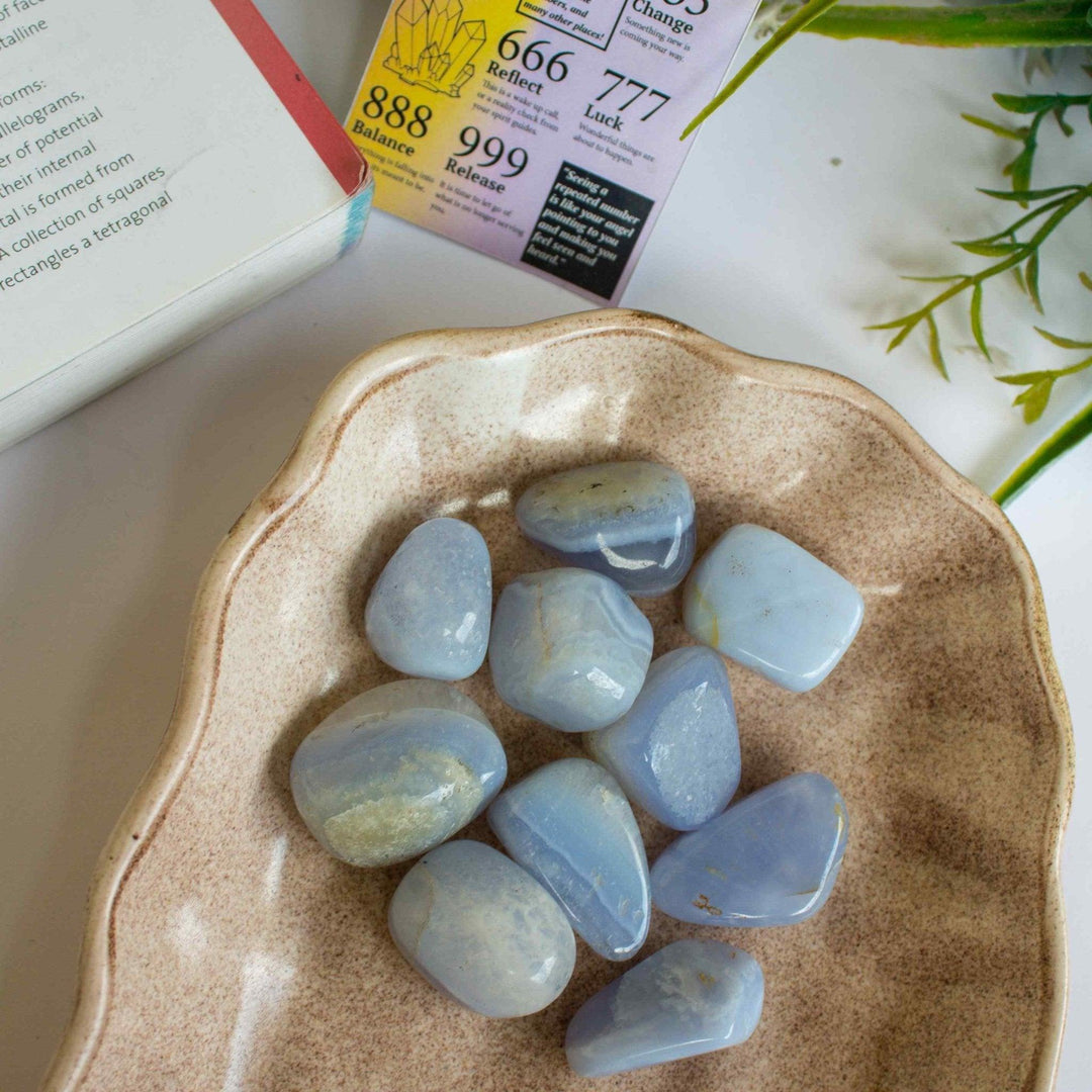 Gaea Crystals - Blue Lace Agate Tumbles Crystal Healing StoneGemstones and Crystal JewelryGaea Crystals - Blue Lace Agate | Healing Gemstone | CBD Store India