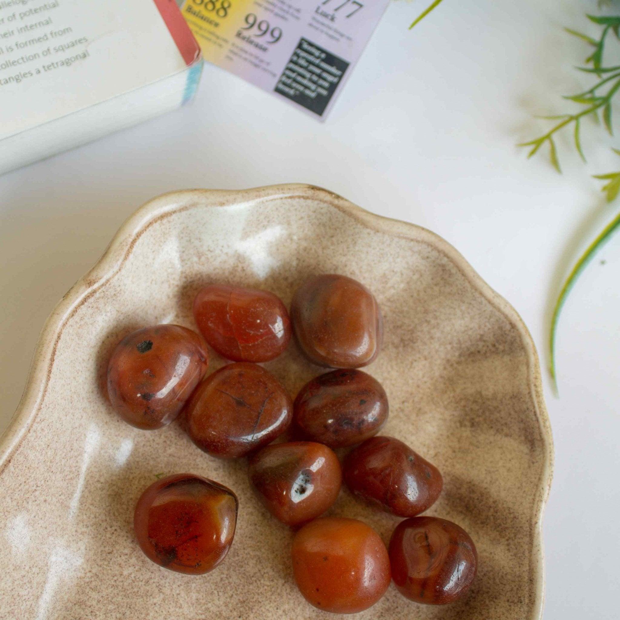 Gaea Crystals - Carnelian Tumbles Crystal Healing Stone - CBD Store India