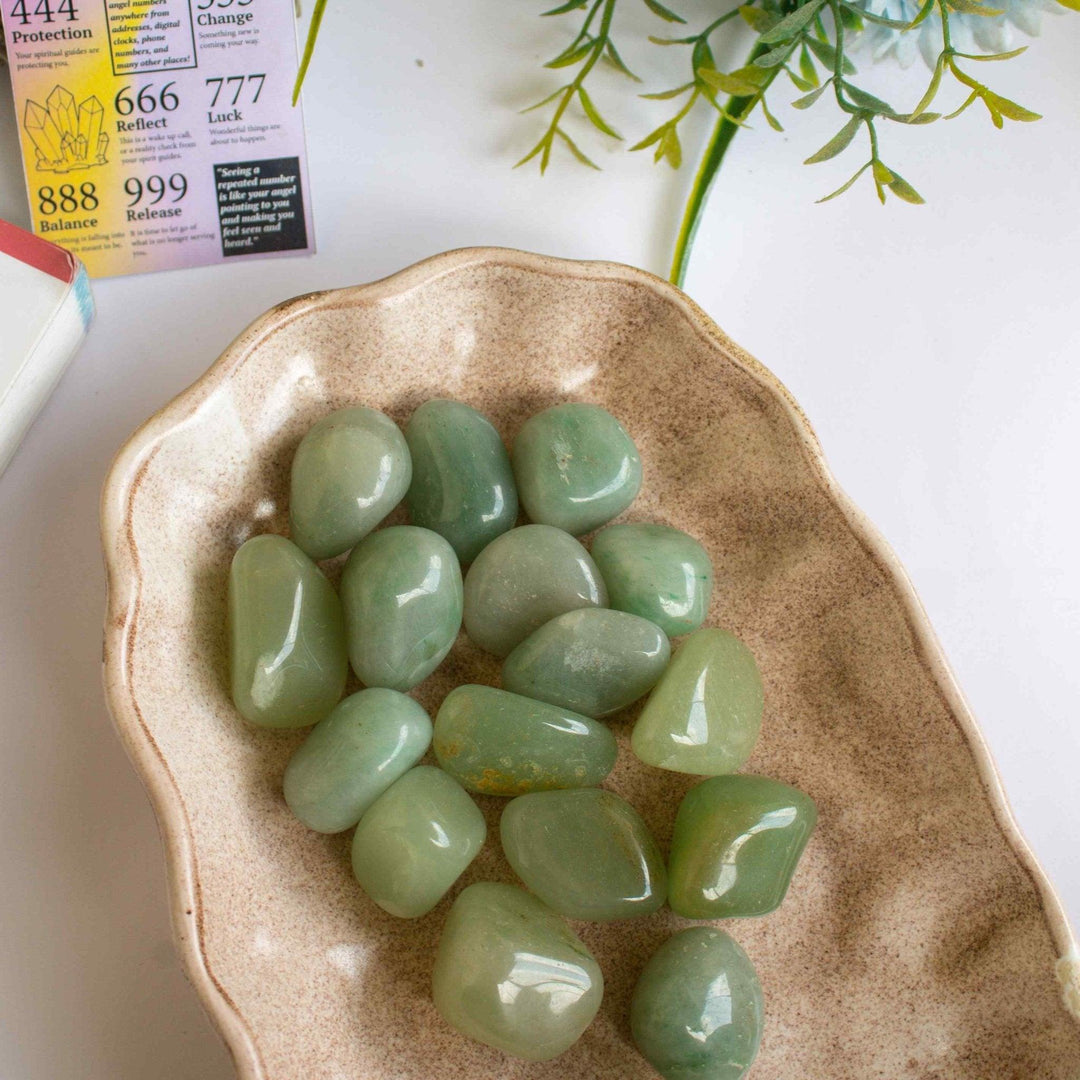 Gaea Crystals - Green Aventurine Tumbles Crystal Healing StoneGemstones and Crystal JewelryGaea Crystals - Green Aventurine | Healing Gemstones | CBD Store India