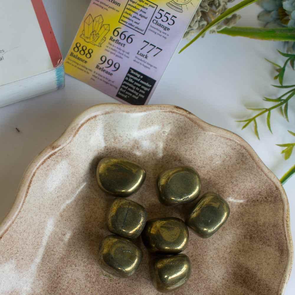 Gaea Crystals - Pyrite Tumbles Crystal Healing Stone.