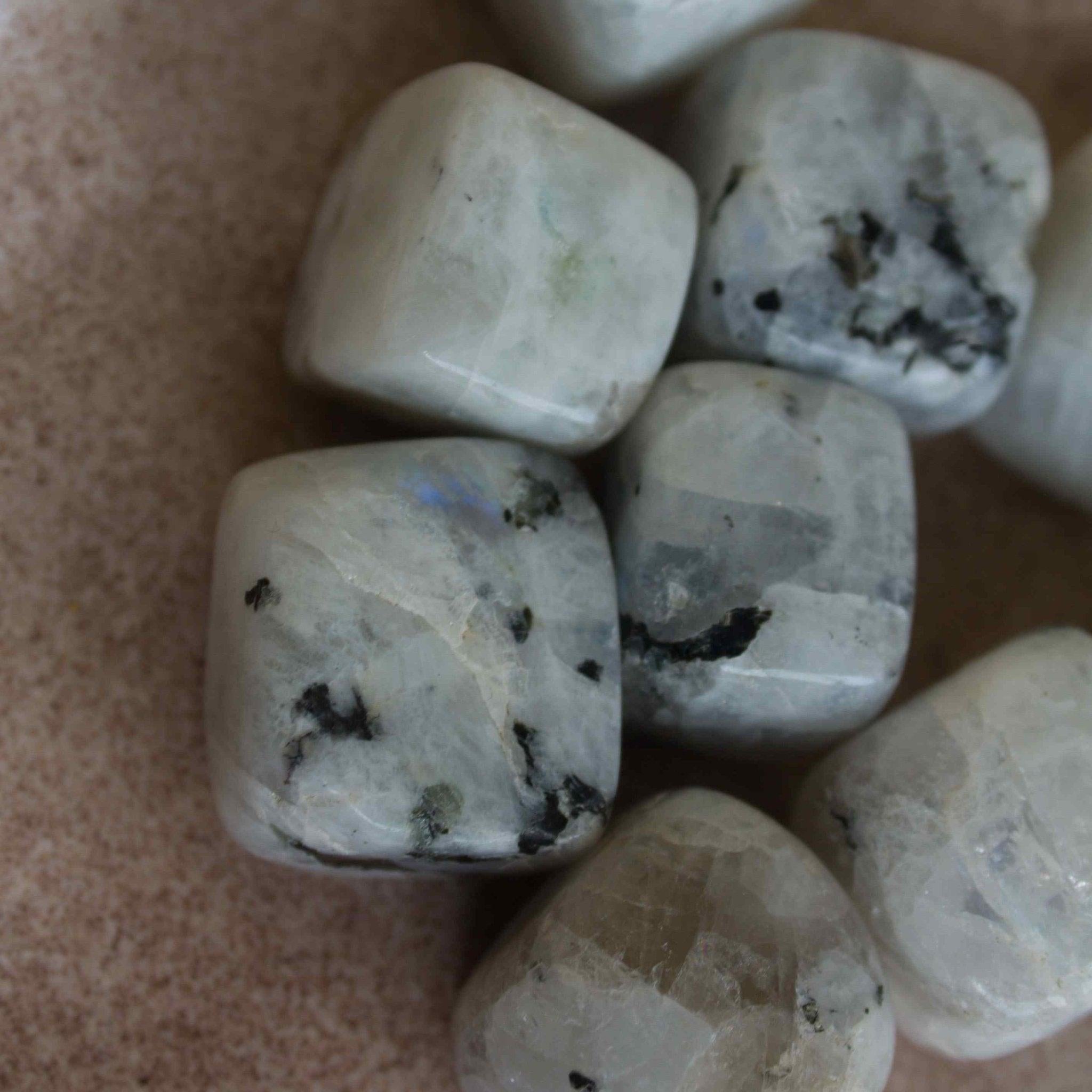 Gaea Crystals - Rainbow Moonstone Tumbles Crystal Healing Stone.