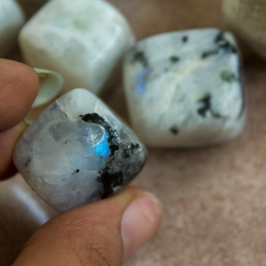 Gaea Crystals - Rainbow Moonstone Tumbles Crystal Healing StoneGemstones and Crystal JewelryGaea Crystals - Rainbow Moonstone | Healing Gemstone | CBD Store India