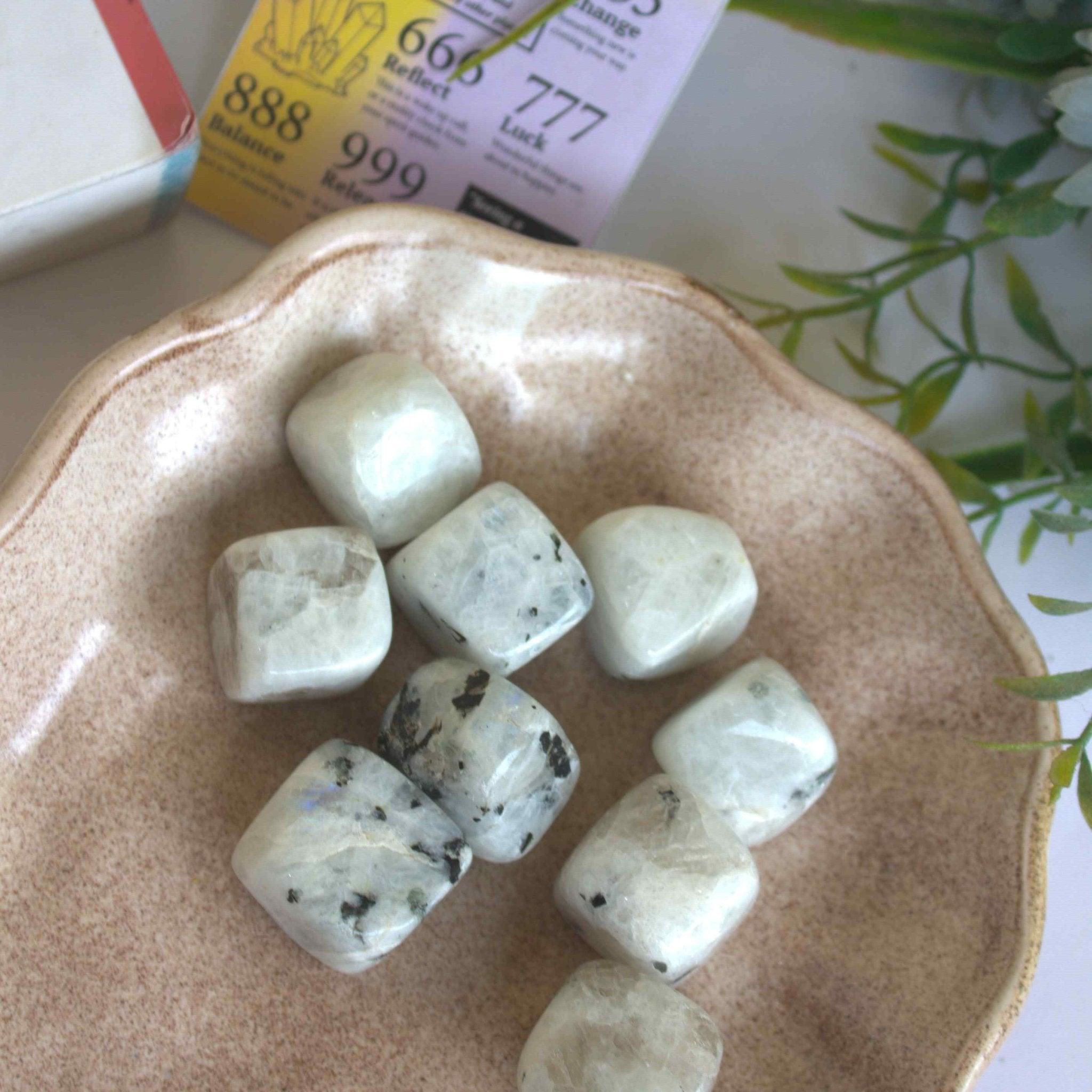 Gaea Crystals - Rainbow Moonstone Tumbles Crystal Healing Stone.