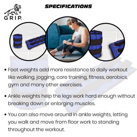 Grip Ankle Weight, Increase The Energy You Burn While Walking - 2Kgs - CBD Store India