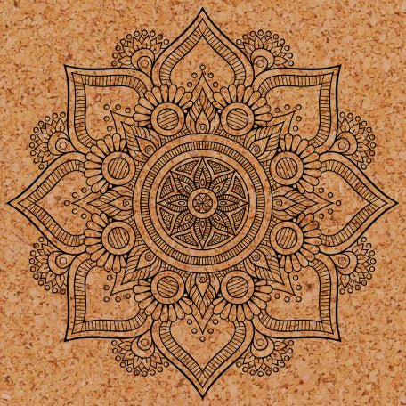 Grip Cork 24 Inches X 72 Inches, 7MM Thickness, Mandala Design Yoga Mats For Men & Women With Carry Strap & Bag. - CBD Store India