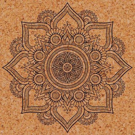 Grip Cork 24 Inches X 72 Inches, 7MM Thickness, Mandala Design Yoga Mats For Men & Women With Carry Strap & Bag..