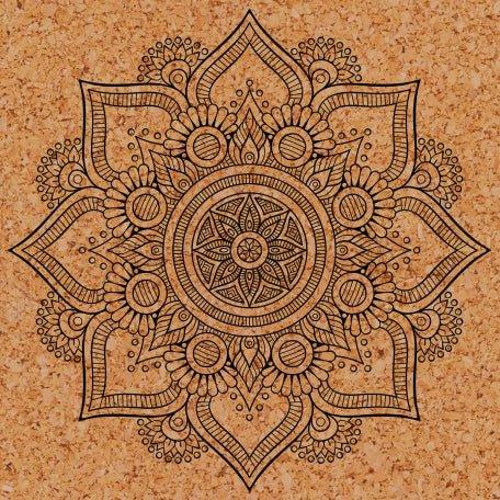 Grip Cork 24 Inches X 72 Inches, 7MM Thickness, Mandala Design Yoga Mats For Men & Women With Carry Strap & Bag.Yoga toolGrip Cork Mandala Design Yoga Mats For Men & Women With Carry Strap & Bag