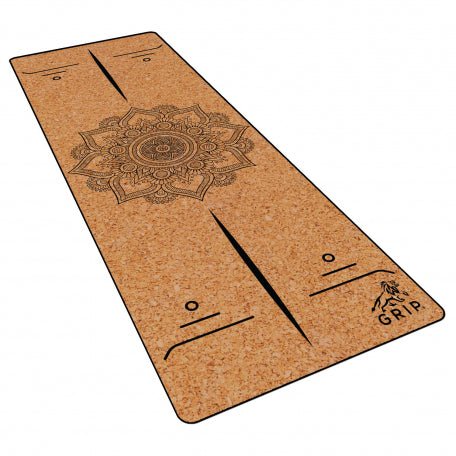 Grip Cork 24 Inches X 72 Inches, 7MM Thickness, Mandala Design Yoga Mats For Men & Women With Carry Strap & Bag. - CBD Store India