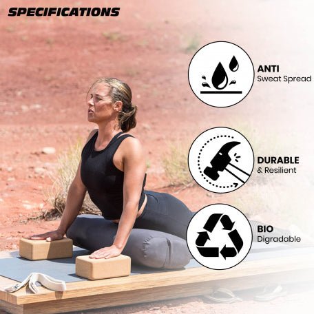 Grip Eco-Friendly & Sustainable Cork Yoga Brick (Set Of 2) To Support, Improve & Strengthen Your Reach And Make More Difficult Poses Accessible. - CBD Store India