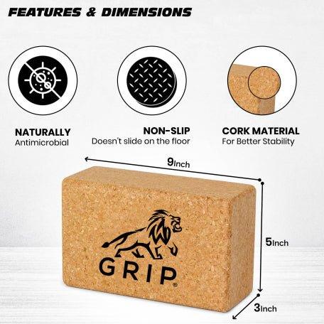Grip Eco-Friendly & Sustainable Cork Yoga Brick (Set Of 2) To Support, Improve & Strengthen Your Reach And Make More Difficult Poses Accessible. - CBD Store India