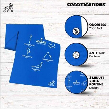 Grip Extra Large 38 Inches X 80 Inches, 13MM Thickness, Blue Color, Chakra With Alignment Design Yoga Mats For Men & Women.