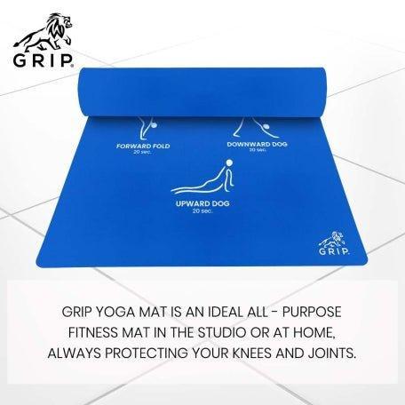 Grip Extra Large 38 Inches X 80 Inches, 13MM Thickness, Blue Color, Chakra With Alignment Design Yoga Mats For Men & Women.