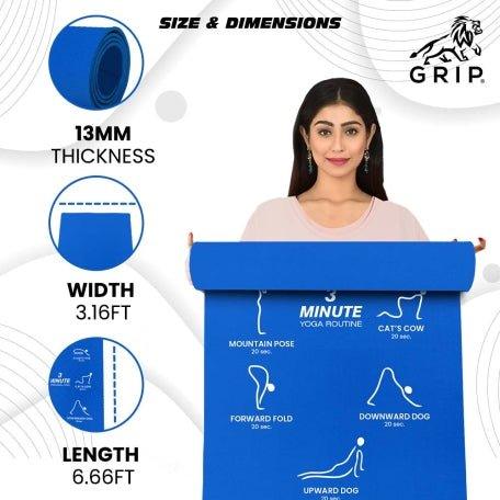Grip Extra Large 38 Inches X 80 Inches, 13MM Thickness, Blue Color, Chakra With Alignment Design Yoga Mats For Men & WomenYoga MatGrip Extra Large' Blue Color, Chakra With Alignment Design Yoga Mats