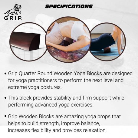 Grip Iyengar Quarter Round Wooden Blocks | Bars - CBD Store India