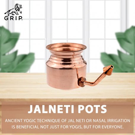 Grip Jalneti Pot, Guiding Water Through The Nasal Passages To Cleanse Them | Made Of Copper - CBD Store India