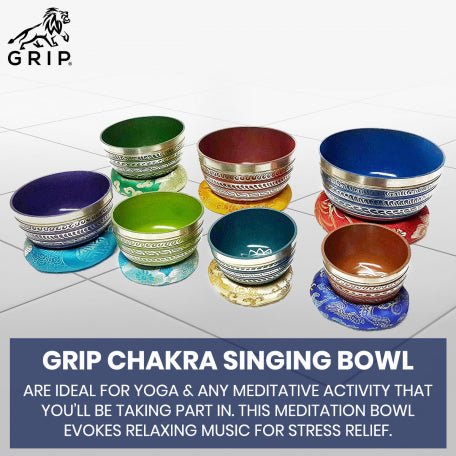 Grip Singing/Meditation Bowl With Stick And Cushion Ring Bowl | Machinemade | Set Of 7 - CBD Store India