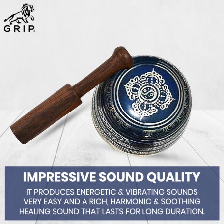Grip Singing/Meditation Bowl With Stick And Cushion Ring Bowl | Machinemade | Set Of 7 - CBD Store India