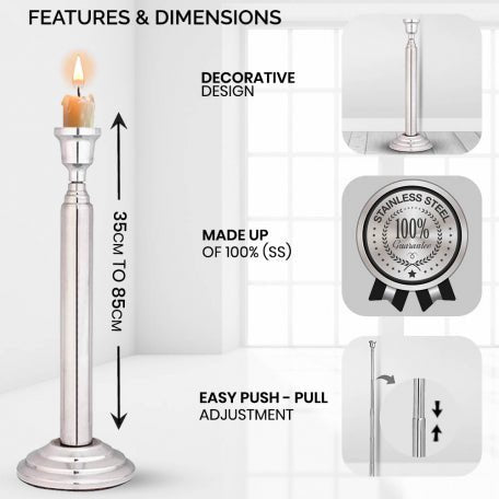 Grip Stainless Steel Trataka Candle Stand For Opening Third Eye Meditation With Adjustable Shaft, Well Balanced, Without Sharp Edges And Of Non-Inflammable Material - CBD Store India