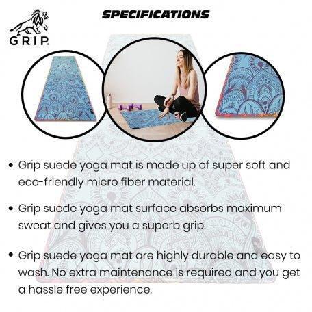 Grip Suede Yoga Mats 24 Inches X 72 Inches, 7MM Thickness, Suede Yoga Mats For Men & Women..