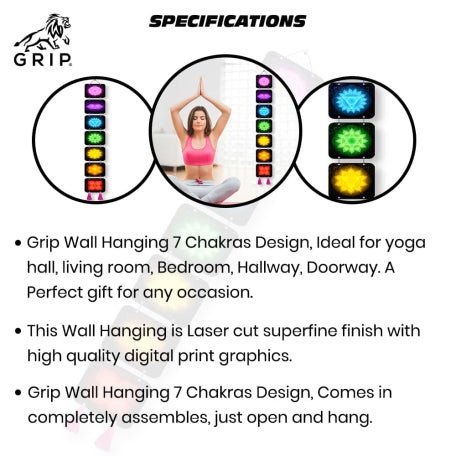 Grip Wall Hanging 7 Chakras Design, Yoga Meditation Hippie Psychedelic Boho, Decorative Items For Home - CBD Store India