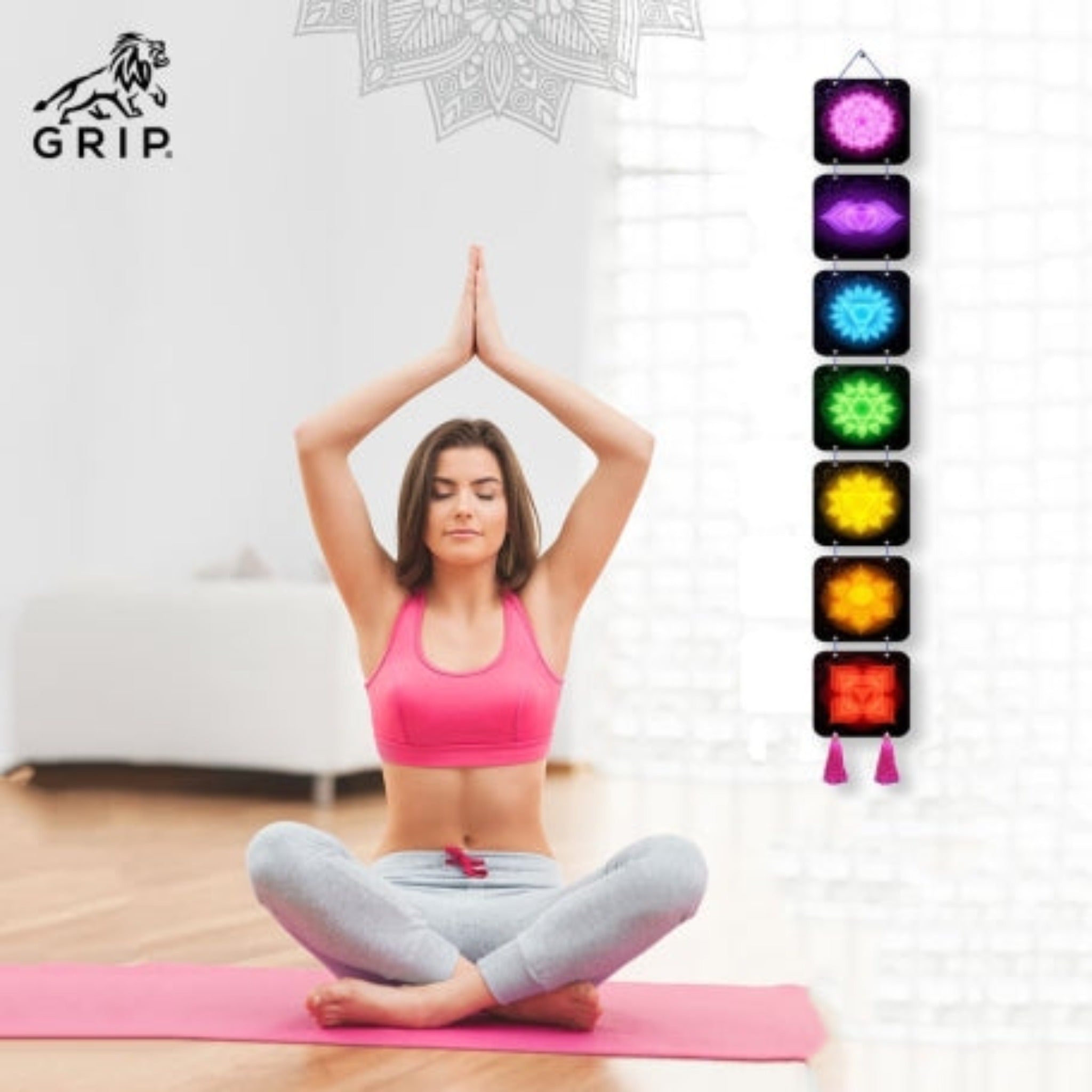 Grip Wall Hanging 7 Chakras Design, Yoga Meditation Hippie Psychedelic Boho, Decorative Items For Home - CBD Store India