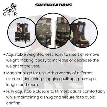 Grip Weight Jacket, Increase The Challenge Of Bodyweight And Resistance Activities - 10 Kgs.