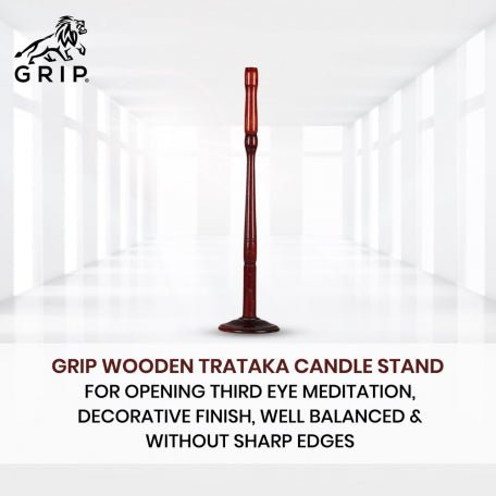 Grip Wooden Trataka Candle Stand For Opening Third Eye Meditation, Decorative Finish, Well Balanced & Without Sharp Edges - CBD Store India