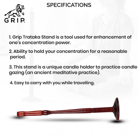 Grip Wooden Trataka Candle Stand For Opening Third Eye Meditation, Decorative Finish, Well Balanced & Without Sharp Edges - CBD Store India