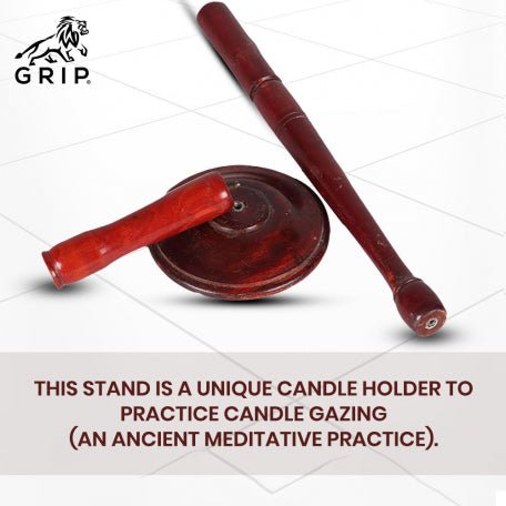 Grip Wooden Trataka Candle Stand For Opening Third Eye Meditation, Decorative Finish, Well Balanced & Without Sharp Edges - CBD Store India