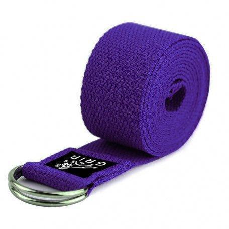 Grip Yoga Belt For Stretching, Yoga, Pilates, Gym, Physical Fitness To Gain Flexibility & Achieve Difficult Poses | 2.5 Meter Premium Cotton | Eco Friendly | Easy To Use | Durable | Purple Color.