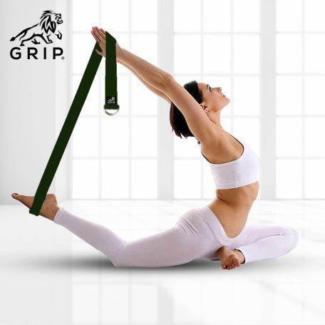 Grip Yoga Belt For Stretching, Yoga, Pilates, Gym, Physical Fitness To Gain Flexibility & Achieve Difficult Poses | 2.5 Meter Premium Cotton | Eco Friendly | Easy To Use | Durable | Green Color.