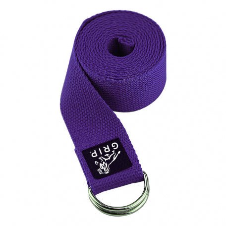 Grip Yoga Belt For Stretching, Yoga, Pilates, Gym, Physical Fitness To Gain Flexibility & Achieve Difficult Poses | 2.5 Meter Premium Cotton | Eco Friendly | Easy To Use | Durable | Purple Color - CBD Store India