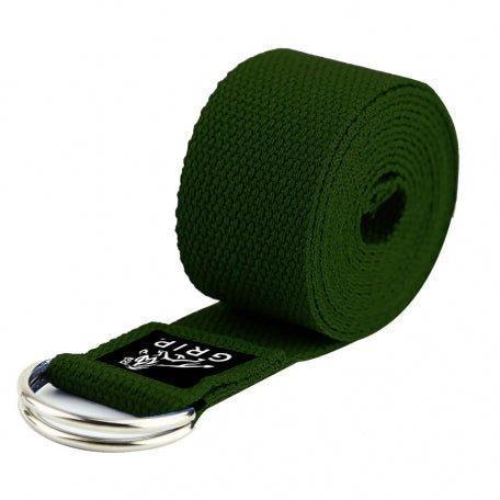 Grip Yoga Belt For Stretching, Yoga, Pilates, Gym, Physical Fitness To Gain Flexibility & Achieve Difficult Poses | 2.5 Meter Premium Cotton | Eco Friendly | Easy To Use | Durable | Green Color.