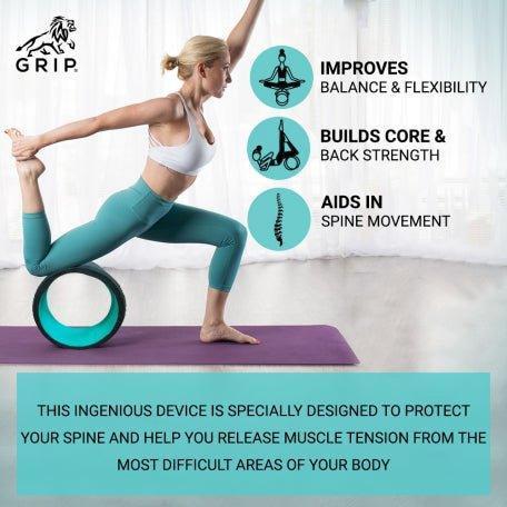 Grip Yoga Wheel - A Perfect Prop For Any Level Of Yoga Enthusiast, Help Stretch And Massage The Thoracic And Lumbar Region Muscles Improving Strength, Flexibility, And Balance, High Quality; 13 Inches Diameter | Green Color.